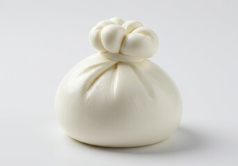 Fresh burrata cheese on a white background, a dairy delicacy