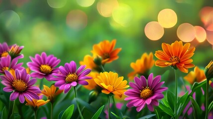 Fototapeta premium Greeting card design that celebrates the beauty of spring with colorful floral imagery.
