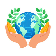hands holding a green earth