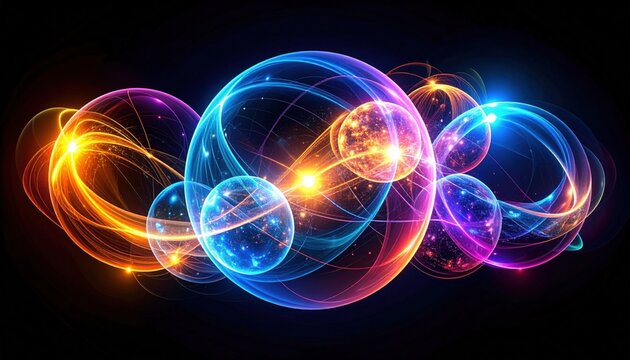 Abstract Glowing Spheres In Vibrant Colors - Powered by Adobe
