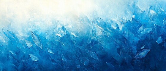 Abstract artwork depicting a gradient of blue hues, simulating a textured, wave-like form