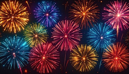 Fototapeta premium Colorful Fireworks Display In The Night Sky