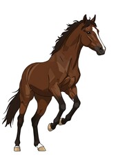 Majestic Bay Horse: Dynamic Illustrated Portrait