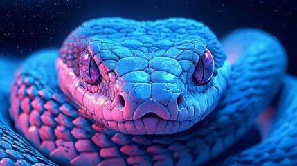 Fototapeta premium Unique interpretation of a king cobra using bright colors in a surreal artistic style.