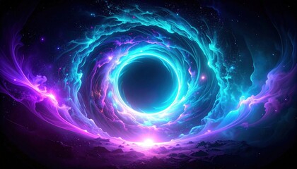 Abstract Glowing Nebulae Black Hole