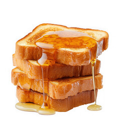 Golden toast slices with drizzle