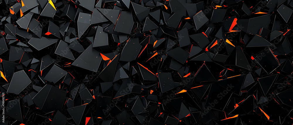 Poster abstract broken fragments pattern in black and red