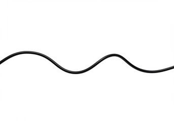 Wavy black cable isolated on a white background, simple and minimal
