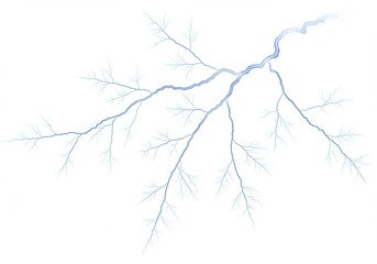 Obraz premium Illustration of a blue lightning bolt with branches on a white background