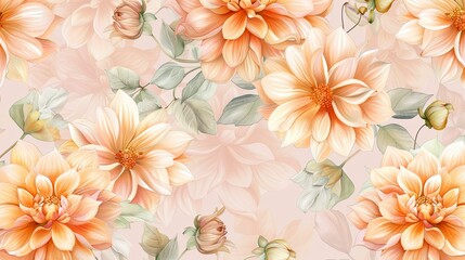Delicate peachy-orange floral pattern