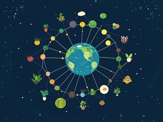 Fototapeta premium Global interconnectedness of plants and their cultivation.