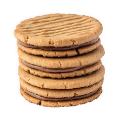 Peanut butter sandwich cookies stacked