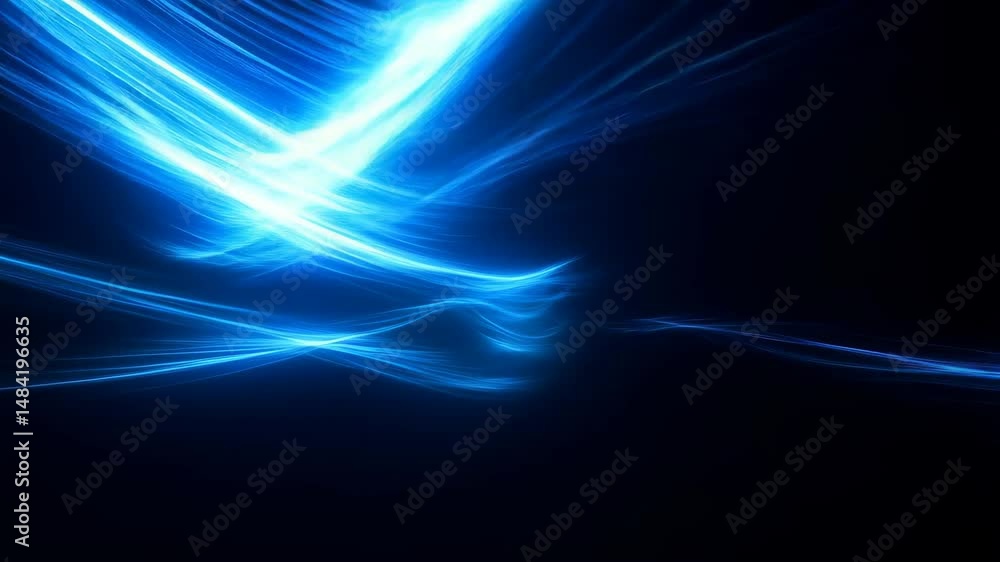 Aufkleber abstract flowing blue energy lines on dark backdrop for digital display or artistic rendering