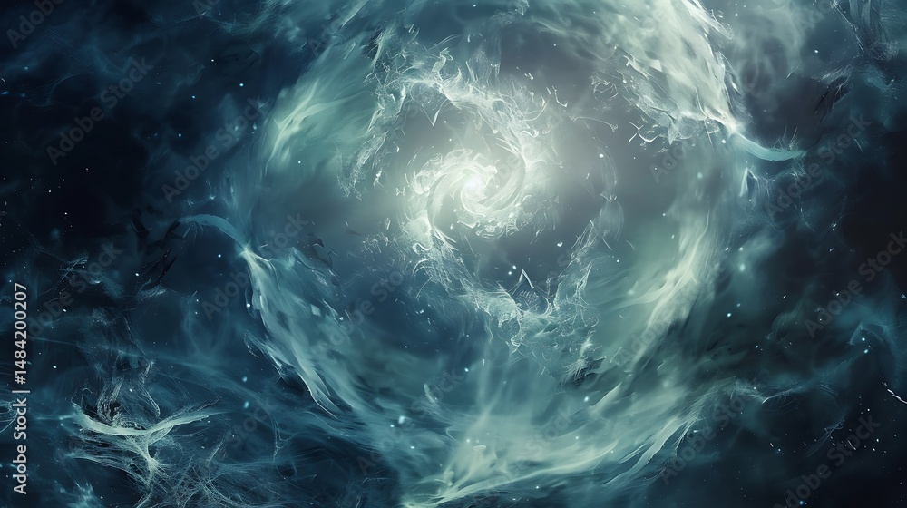 Wall mural abstract cosmic nebula with swirling dust and bright light display