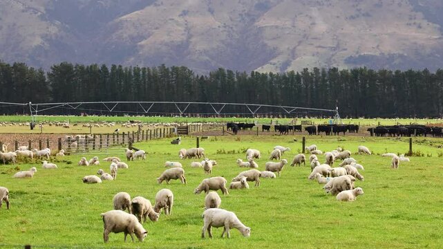 Devon Closewool Sheep Grazing in Wanaka Pasture