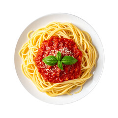 Delicious Plate of Spaghetti with Tomato Sauce Isolated on a Transparent Background 