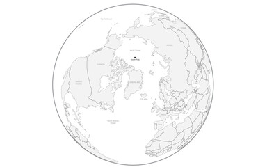Vector illustration of a map of the Northern Sea Route and a globe image showing the Northern Sea Route