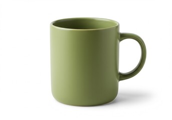 Olive green ceramic mug isolated on a white background for hot beverages