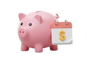 Obraz premium A rendering of a piggy bank with a calendar showing a dollar symbol next to it