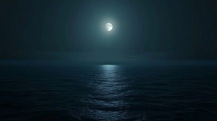 Crescent moon over calm sea