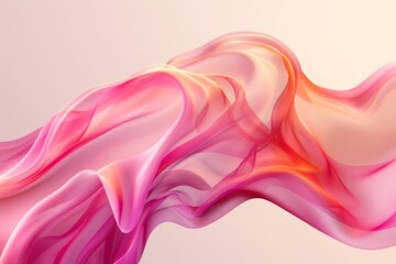 Obraz premium Abstract Pink and Cream Fabric Flowing Softly on Beige Background