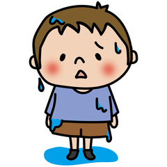 びしょ濡れになっている子供（男の子1）