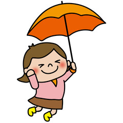 傘をさしてはしゃぐ子供（女の子1）
