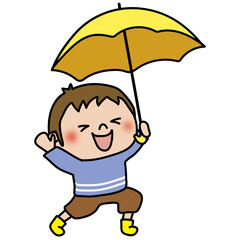 傘をさしてはしゃぐ子供（男の子1）