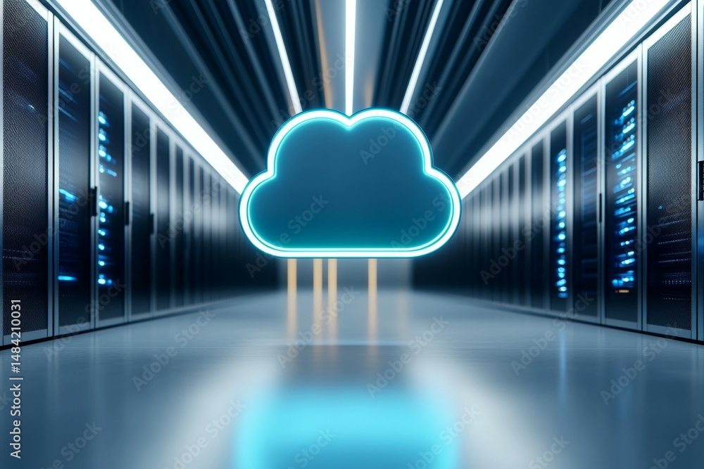 Aufkleber cloud technology in modern data centers with secure online storage digital transformation and future