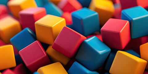 Obraz premium Colorful cubic blocks piled in a vibrant heap