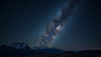 Night view of mountains under the starry sky