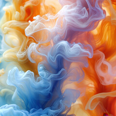 Colorful smoke swirling in the background.