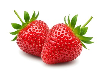 Two ripe strawberries isolated on a white background