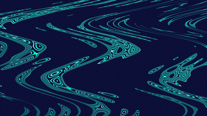 flowing curves of luminous shapes with noise or digital canvas texture on navy blue/indigo background