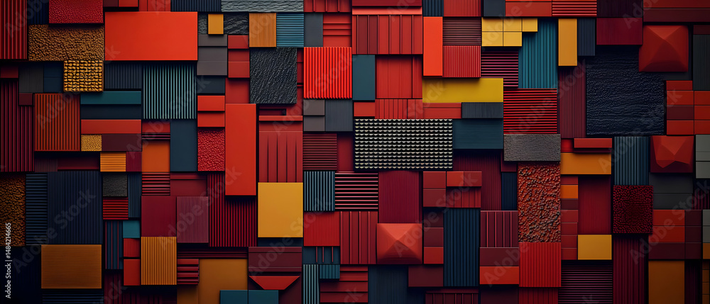 Poster abstract geometric composition with colorful blocks