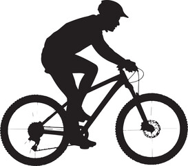 Fototapeta premium Mountain Biker in Action SilhouetteOff-Road Cycling Adventure VectorExtreme Downhill MTB SceneMountain Bike Rider Jumping SilhouetteCyclist on Rocky Trail Vector Design