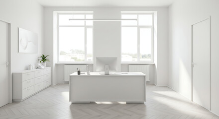 Modern Minimalist White Office Interior Design