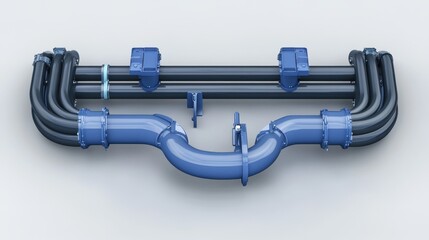 Isolated view of multi-branch sewer pipe configuration