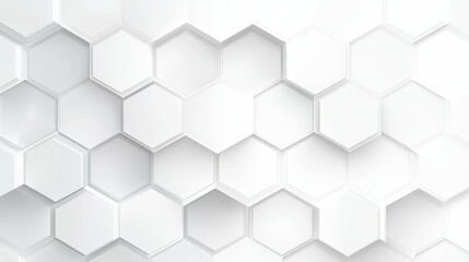 Ultra-High-Definition Minimalist 3D White Hexagon Background - Sci-Fi Inspired Tech Structure with Subtle Textured Banner Design