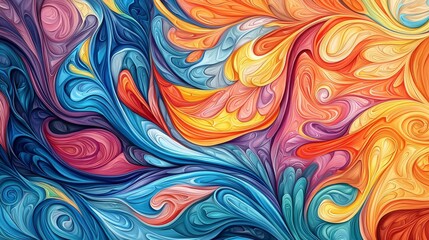 Vibrant Abstract Fantasy Artwork - Colorful Illustration Painting