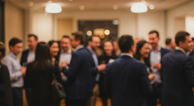Blurred Group of Professionals Networking at Event