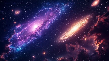 Vibrant Night Sky A Stunning Nebula and Galaxy Illustration for Astronomy Lovers