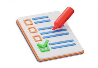Illustration of a checklist with a marker and a green check mark at the bottom