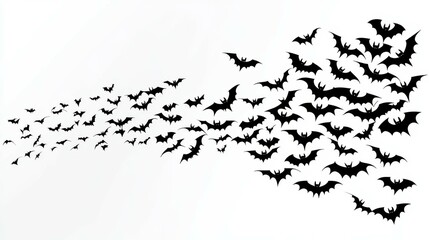 Whimsical Halloween Bats Soaring Across a Clean White Canvas
