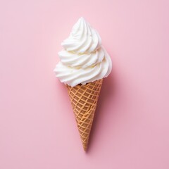 Creamy frozen dessert in a waffle cone