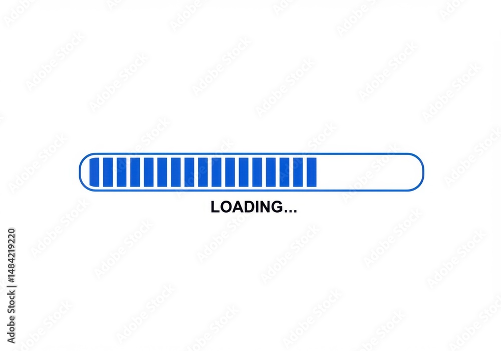 Poster a blue loading bar with progress shown on a plain white background image