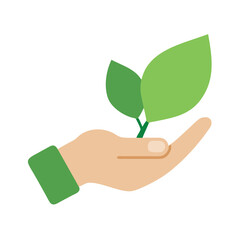Hand with Leaf - Eco Care Icon
