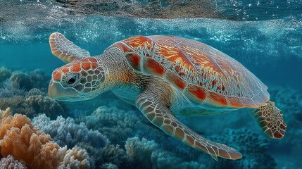 Fototapeta premium Sea turtle in coral reef