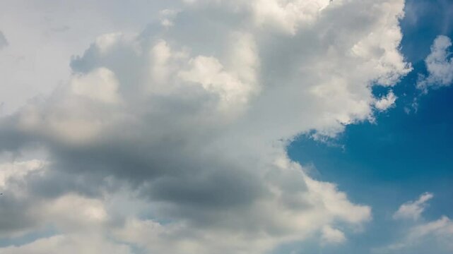 Time lapse of blue sky and white clouds.