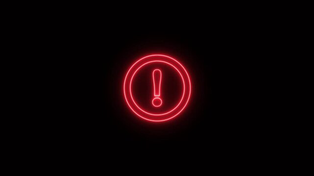 neon glowing exclamation mark warring and attention symbol for important message. and colorful icon.